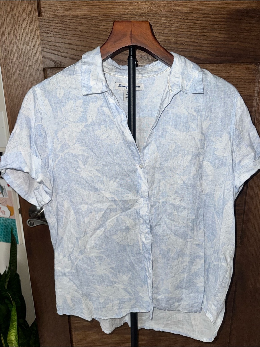 Tommy Bahama Light Blue Floral Linen Shirt - Women